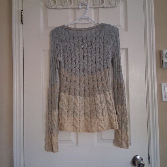 Anthropologie Sparrow XS Blue Ombre Wool Mohair Alpaca Blend Cable Knit Sweater - Picture 3 of 11